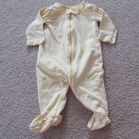 Carters Child of Mine Zip Footed Sleeper Unisex 0-3M Yellow Striped Long Sleeve - Picture 4 of 4